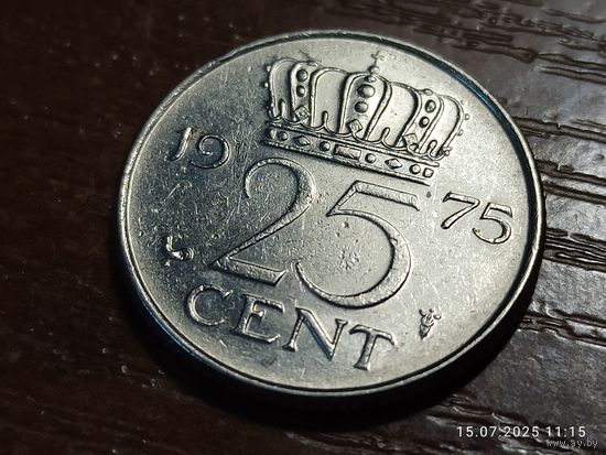 Нидерланды 25 центов 1975