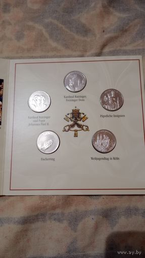 Сомали набор монет 2006 1 доллар 5 штук Папа Бенедикт 16
