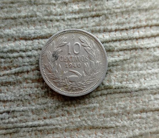 Werty71 Чили 10 сентаво 1940 Кондор Птица