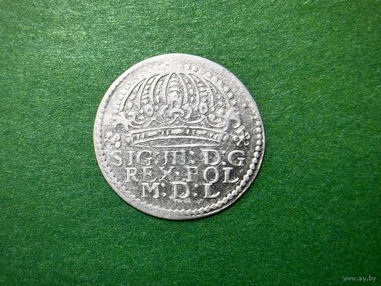 Грош коронный 1610 Сигизмунд III Краков Штемпельный блеск