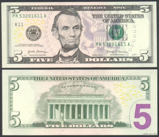 США, 5 долларов 2017A г. P546bK. UNC