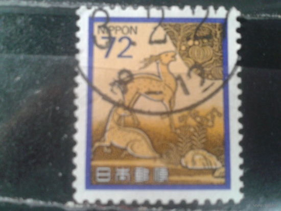 Япония, 1989. Лаковая шкатулка с изображением оленя