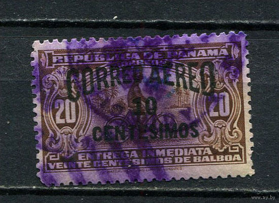 Панама - 1935 - Надпечатка CORREO AEREO 10 CENTAVOS на 20С. Авиамарка - [Mi. 179] - полная серия - 1 марка. Гашеная.  (Лот 64EK)-T7P16