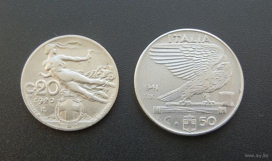 Италия 20 чентезимо 1920 и 50-1941