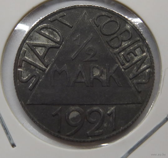 Кобленц Рейнская Провинция 1/2 марки 1921 г