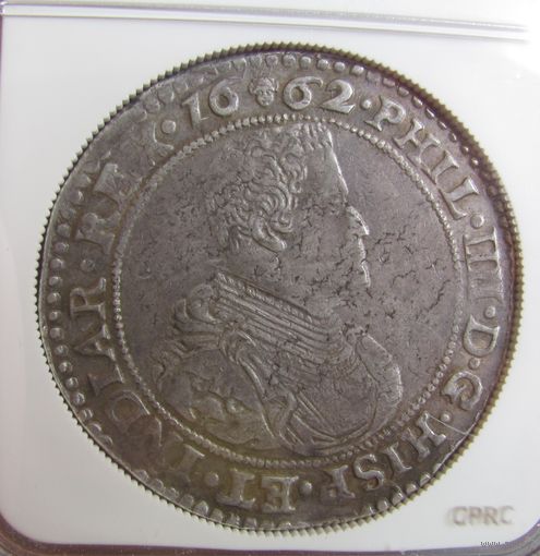 Дукатон 1662 Филипп IV Брабант Испанские владения СPRC AU50