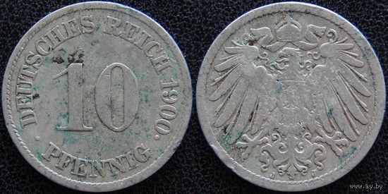 YS: Германия, Рейх, 10 пфеннигов 1900J, KM# 12
