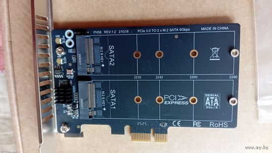 Плата расширения 2 x M.2 SATA (B Key) на PCIe