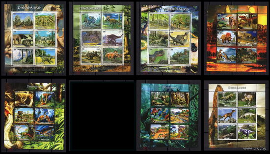 СЕРИЯ Блоков динозавры рептилии фауна MNH