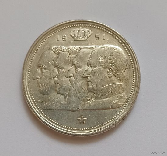 100 франков. 835пр., 1951 г. Король Бодуэн I.  Бельгия.