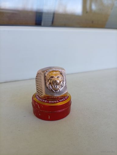 "Перстень-печатка-Лев" зек-пром-творчество, цыганское золото,ссср!