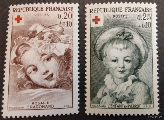 Франция. 1962г. Mi1418-19**. В пользу красного креста. Фрагонар.
