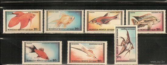 Монголия-1987(Мих.1836-1842) , **  , Морская  Фауна ,Рыбы (полная серия)
