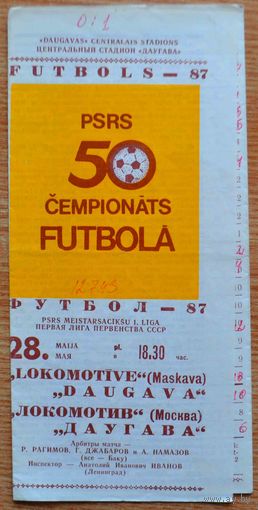 Даугава Рига - Локомотив Москва    1987 год