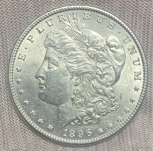Монета 1 доллар 1896 год. США. Доллар Моргана. Монетный двор Филадельфия.