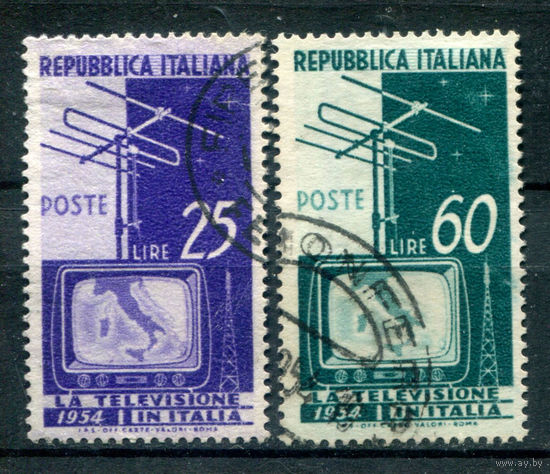 Италия - 1954г. - телевидение - 2 марки - полная серия, гашёные [Mi 908-909]. #1-It-14-KS-5