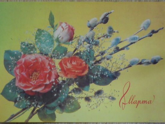 ПОДПИСАННАЯ ОТКРЫТКА СССР. ПРОШЕДШАЯ ПОЧТУ. "8 МАРТА". ФОТО. И. ДЕРГИЛЕВА. 1990 год.