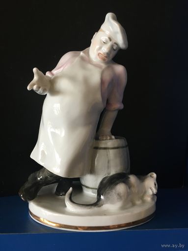 Статуэтка Повар и кот, фарфор ЛФЗ