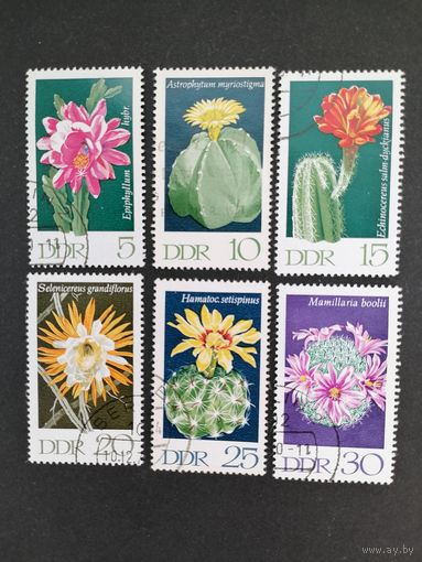 ГДР 1970 Полная серия марок "Кактусы" (гашение с клеем) Mi.1625-1630 каталог 5.00 евро