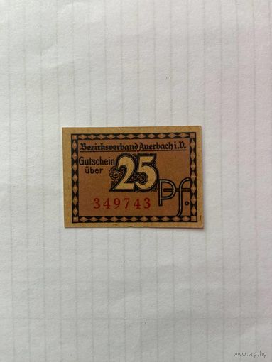 25 пфенигов (нотгельды) Германия г.Ауэрбах-1402