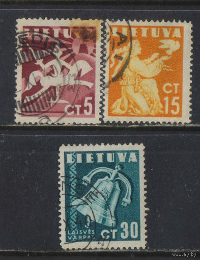 Литва Респ 1940 Рыцарь Ангел за плугом  Колокол Свободы Стандарт #437,439,441