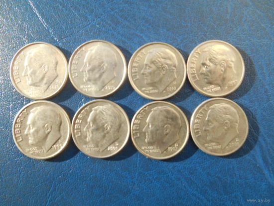 8 монет США по 10 центов