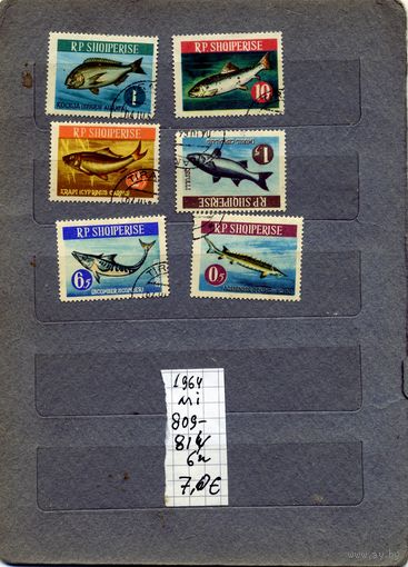 АЛБАНИЯ, 1964,  РЫБЫ, серия 6м, гашен