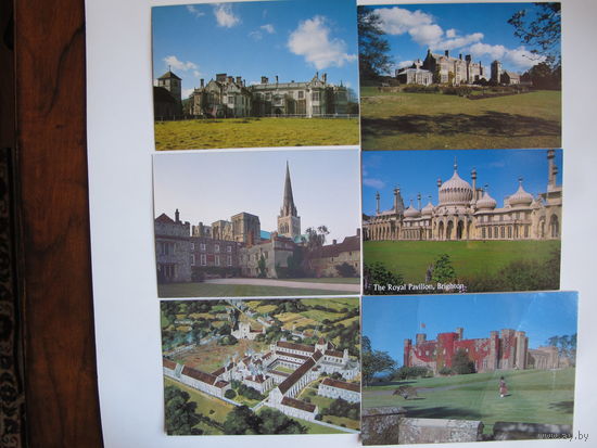 6 почтовых открыток, Великобритания (Брайтон, Чичестер, Перт, Battle Abbey, Wilton Park)