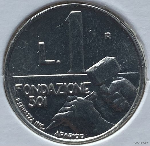 Сан-Марино 1 лира 1991 г. В холдере