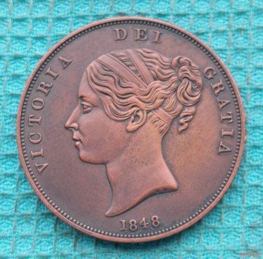 Великобритании 1 пенни 1848 года. Королева Виктория. Британия. Предложи свою цену или обмен!