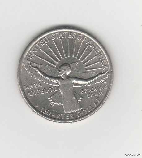 Квотер (25 центов США) "Выдающиеся женщины Америки. Майя Анжелу" 2022 D Лот 8305