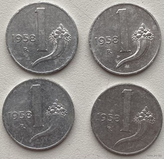 Италия 1 лира 1958 г. Цена за 1 шт.