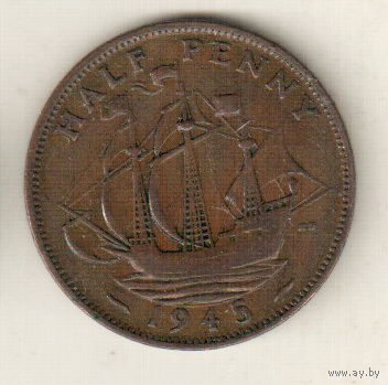 Великобритания 1/2 пенни 1945