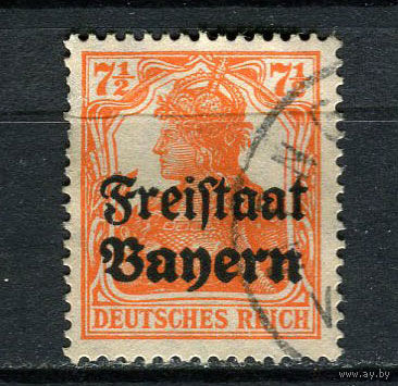 Бавария в составе Веймарской республики - 1919 - Надпечатка Freistaat Bayern 7 1/2Pf - [Mi.139] - 1 марка. Гашеная.  (Лот 141CB)
