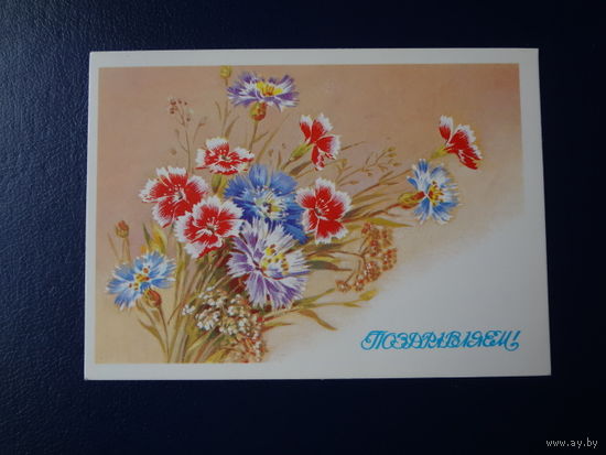 Поздравляем!  Цветы.  1990 г.