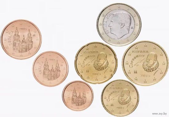 Испания набор монет 1, 2, 5, 10, 20, 50 евроцентов; 1 евро, UNC. Новый король! Сторгуй за свою цену, предложи обмен! Y320