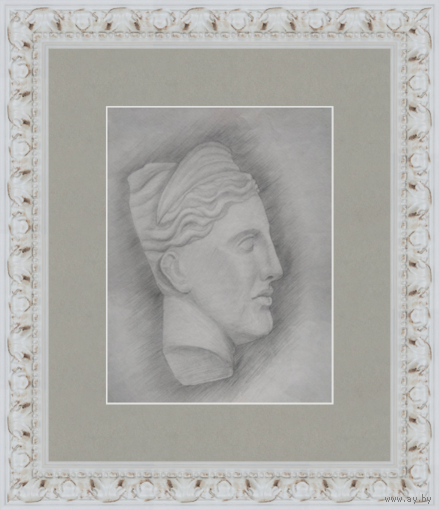 Рисунок, карандаш, гипсовая голова 90-е