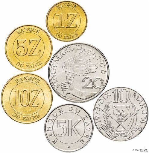 Заир набор монет 1, 5, 10, 20, 50 макута, UNC. Демократической Республики Конго. Предложи свою цену или обмен!