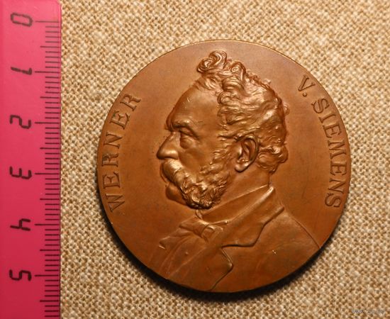 50 лет Siemens Halske настольная медаль Германия 1897 года