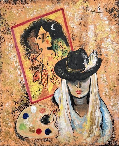 Панно на льняном холсте без подрамника