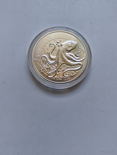 Барбадос 1 доллар 2021 Осьминог 1 oz