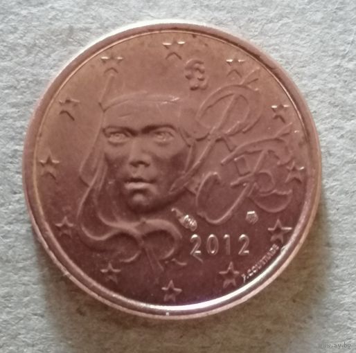 Франция 1 евроцент, 2012 г., KM# 1282