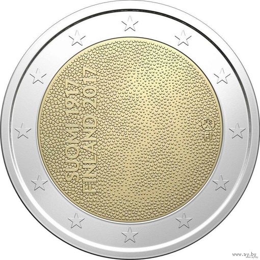 2 евро 2017 Финляндия 100 лет Независимости UNC из ролла