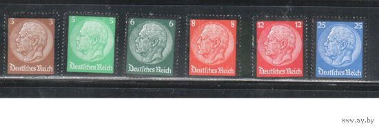Германия(Рейх)-1934,(Мих.548-553) * ,  Стандарт, Президент Гинденбург, Траурный выпуск(полная серия)