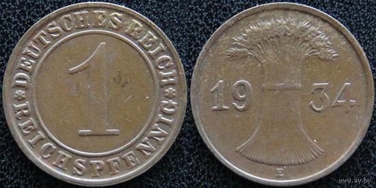 YS: Германия, 1 рейхспфенниг 1934E, KM# 37