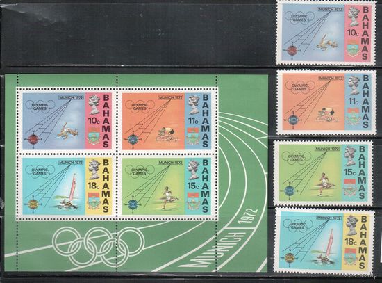 Багамы-1972(Мих.340-343,Бл.5)  * , Английские колонии, ОИ-1972 (полная серия)