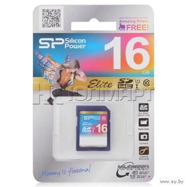 Карта памяти Silicon Power SDHC SD 16Gb Class10 Elite UHS-I, R/W 40/15 MB/s.
