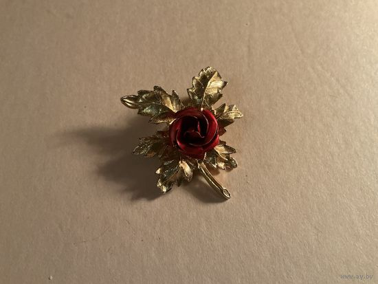 Брошь Роза эмаль Германия винтаж