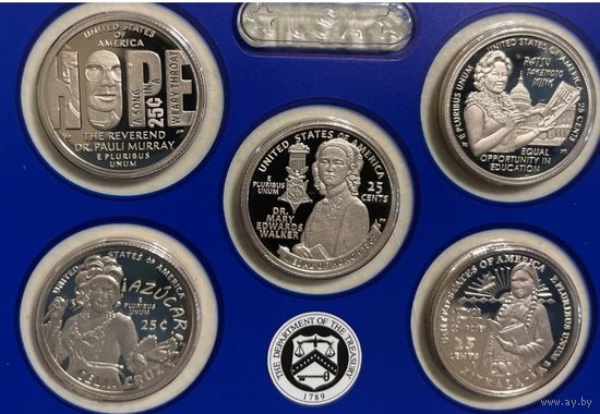 25 центов 2024 S США Американские женщины. Набор 5 монет. Пруф