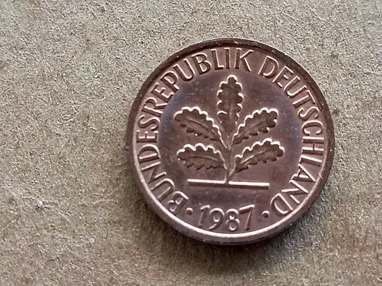 ФРГ 1 пфенниг, 1987"F" (К-U-)